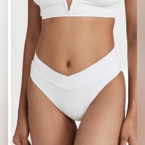 L*Space Pointelle Rib Court Bikini Bitsy Bottom WHITE Size XS